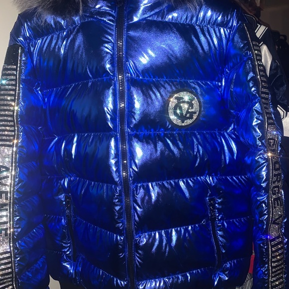 GEORGE V PUFFER JACKET - COLORBLOCK - Blue - Picture 1 of 2